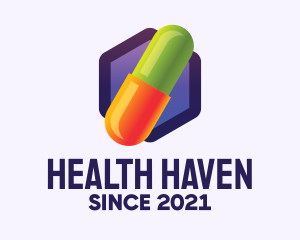 Hexagon Medication Pill logo design