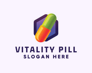 Hexagon Medication Pill logo design