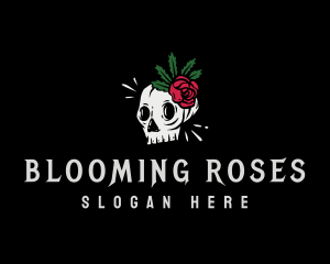 Punk Skull Rose logo design