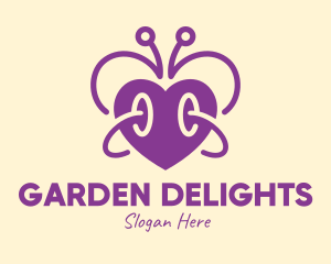 Purple Butterfly Heart logo design