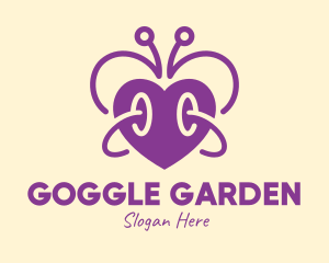 Purple Butterfly Heart logo design