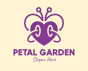 Purple Butterfly Heart logo design