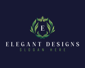 Wreath Leaves Crest logo design