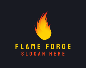 Flaming Fireball Torch logo design