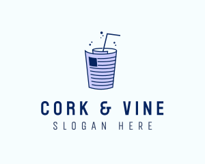 Newspaper Straw Drink logo design