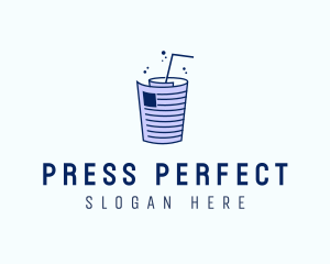 Newspaper Straw Drink logo design