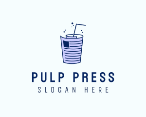 Newspaper Straw Drink logo design