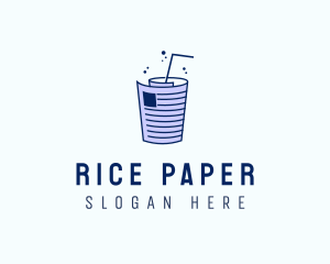 Newspaper Straw Drink logo design