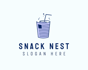 Newspaper Straw Drink logo design