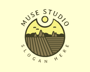 Rustic Sunset Farm Emblem logo design