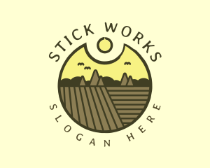 Rustic Sunset Farm Emblem logo design