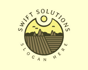 Rustic Sunset Farm Emblem logo design