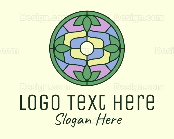 Stained Glass Eco Leaf Art Logo