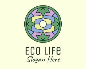 Stained Glass Eco Leaf Art logo design