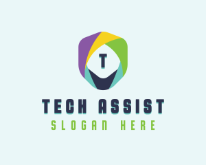 Tech Cybersecurity Shield logo design