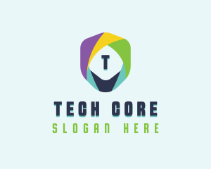 Tech Cybersecurity Shield logo design