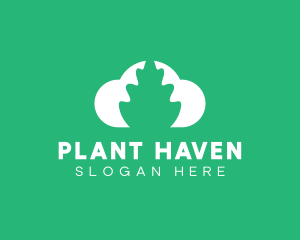 Cloud Tree Plant logo design