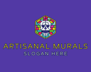 Stained Glass Skull logo design