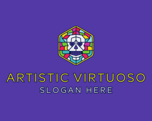 Stained Glass Skull logo design