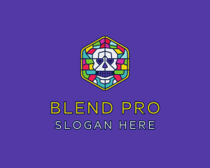 Stained Glass Skull logo design