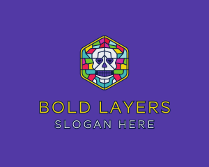 Stained Glass Skull logo design