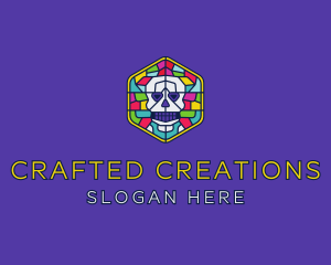 Stained Glass Skull logo design