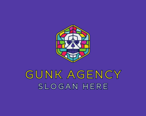 Stained Glass Skull logo design