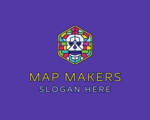 Stained Glass Skull logo design