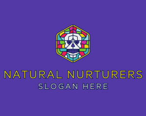 Stained Glass Skull logo design