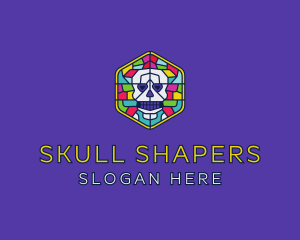 Stained Glass Skull logo design