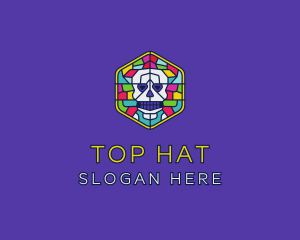 Stained Glass Skull logo design