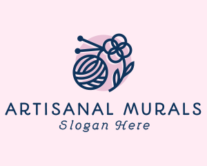 Knitting Wool Flower logo design