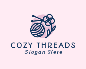 Knitting Wool Flower logo design