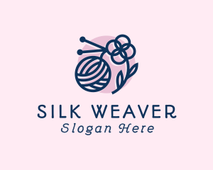 Knitting Wool Flower logo design