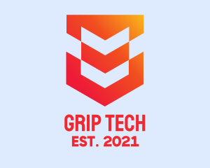 Orange Tech Shield  logo design