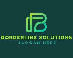 Green Monoline Letter B logo design