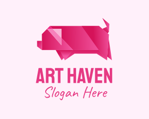 Pig Origami Art logo design