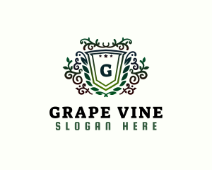 Vine Plant Shield logo design