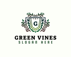 Vine Plant Shield logo design