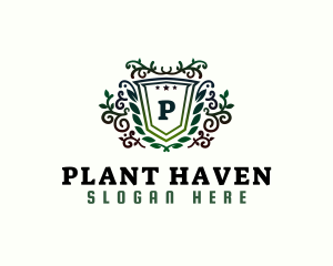 Vine Plant Shield logo design