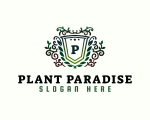 Vine Plant Shield logo design