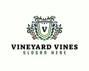 Vine Plant Shield logo design