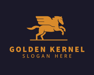 Golden Pegasus Wings logo design