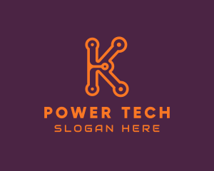 Digital Circuit Letter K Logo