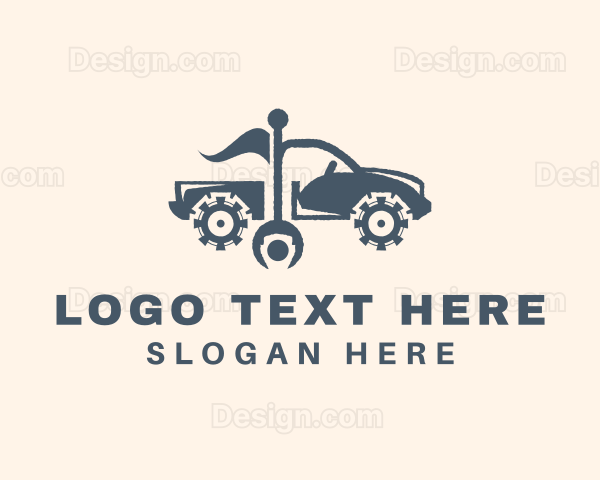 Mechanic Cog Pickup Truck Logo