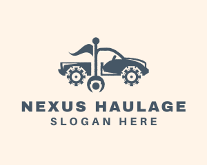 Mechanic Cog Pickup Truck logo design