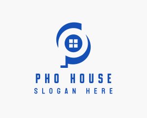 House Window Letter P logo design