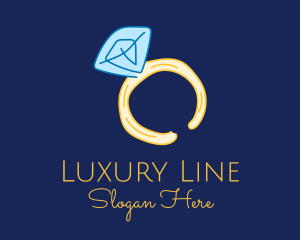 Pink Sapphire Ring Line Art logo design