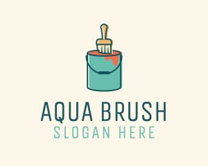 Paint Bucket Brush logo design