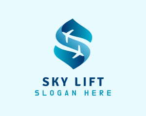 Blue Airline Letter S logo design